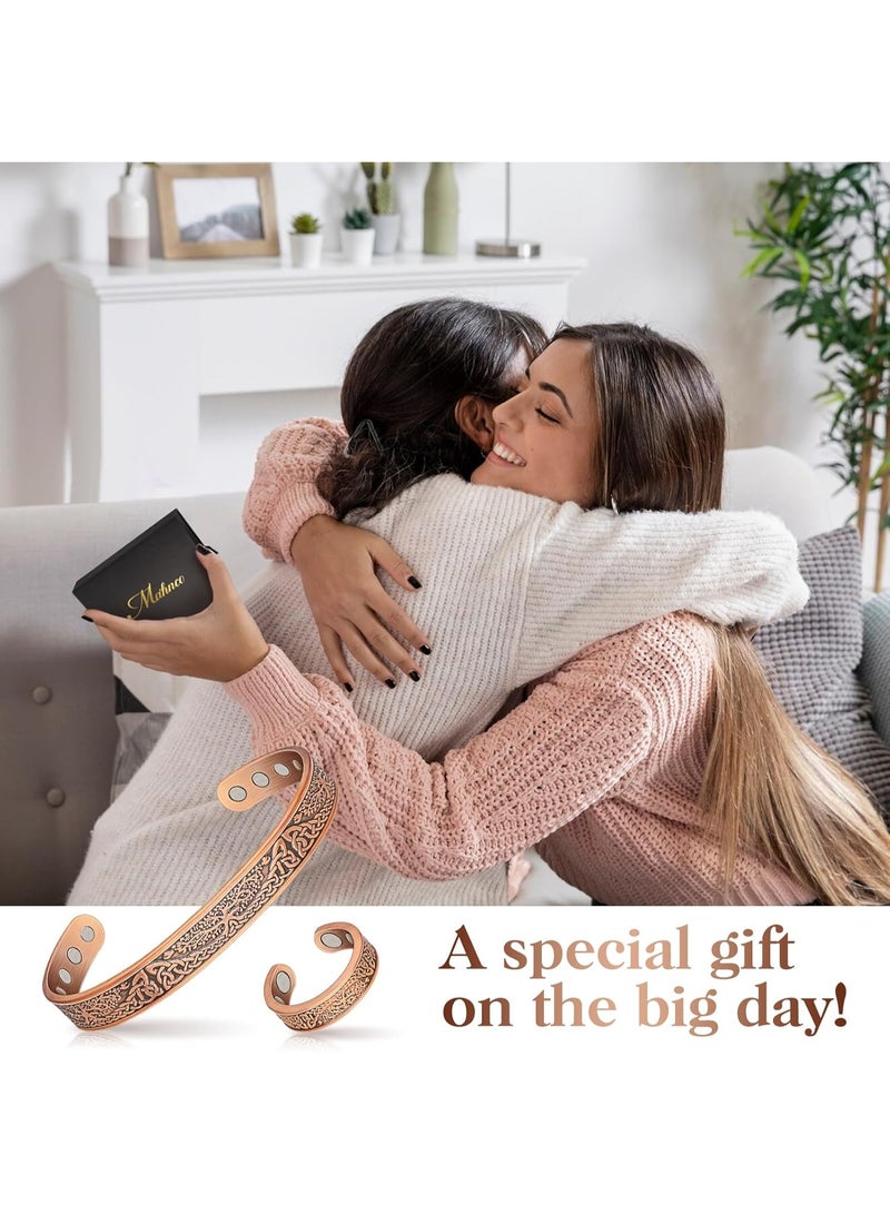 سوار نحاسي للرجال والنساء، أساور مغناطيسية بقوة 12 ضعفًا وخاتم لتصريف اللمف للرجال، هدية مجوهرات مصنوعة من النحاس النقي 100% - Image 3